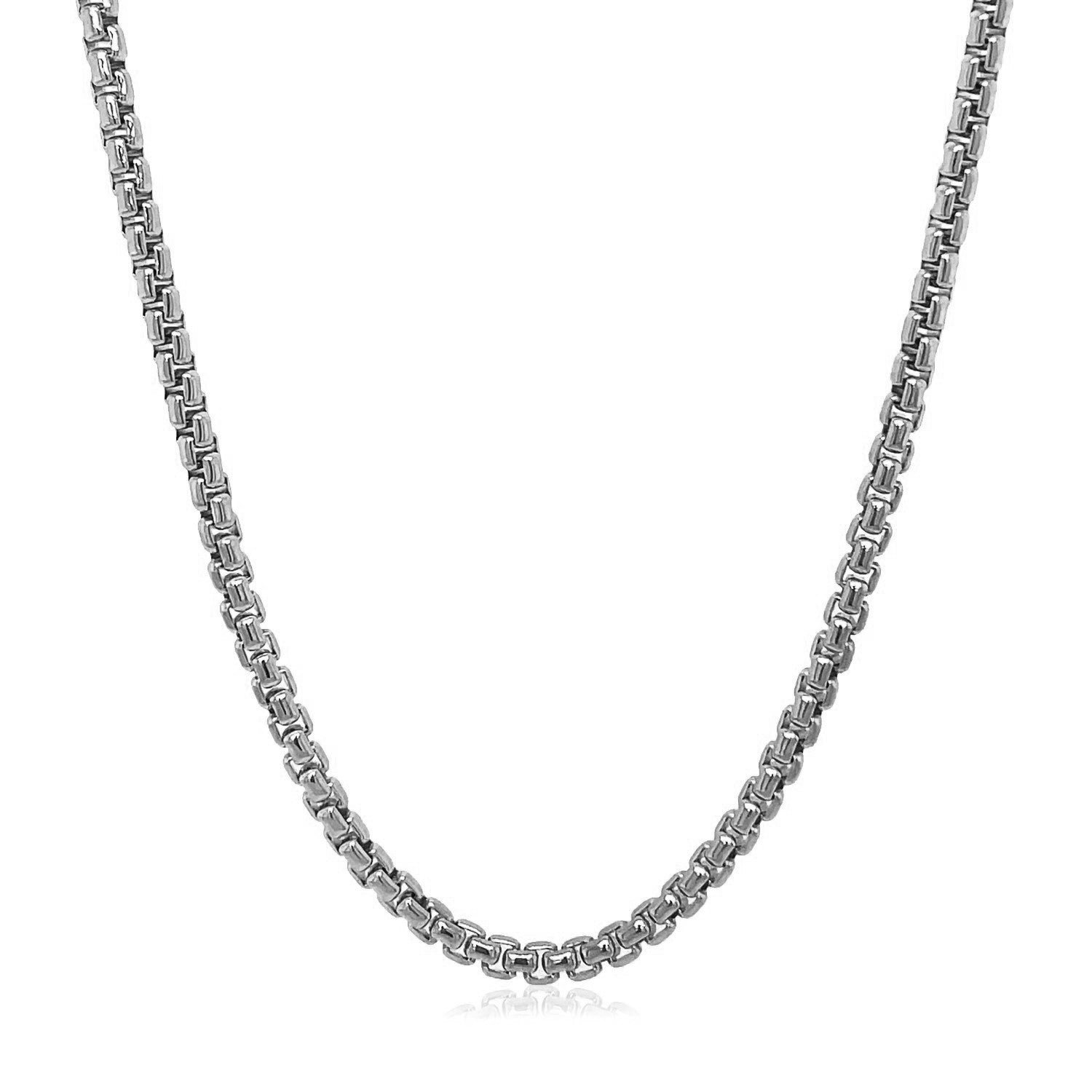 14k White Gold Solid Round Box Chain (2.5 mm)