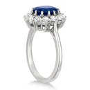 Oval Blue Sapphire & Diamond Accented Ring 14k White Gold (3.60ctw)