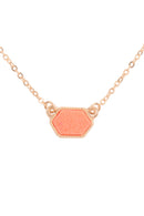 Druzy Hexagon  Necklaces With Stud Earrings.