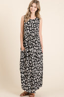 BOMBOM Leopard Maxi Dress with Pockets.