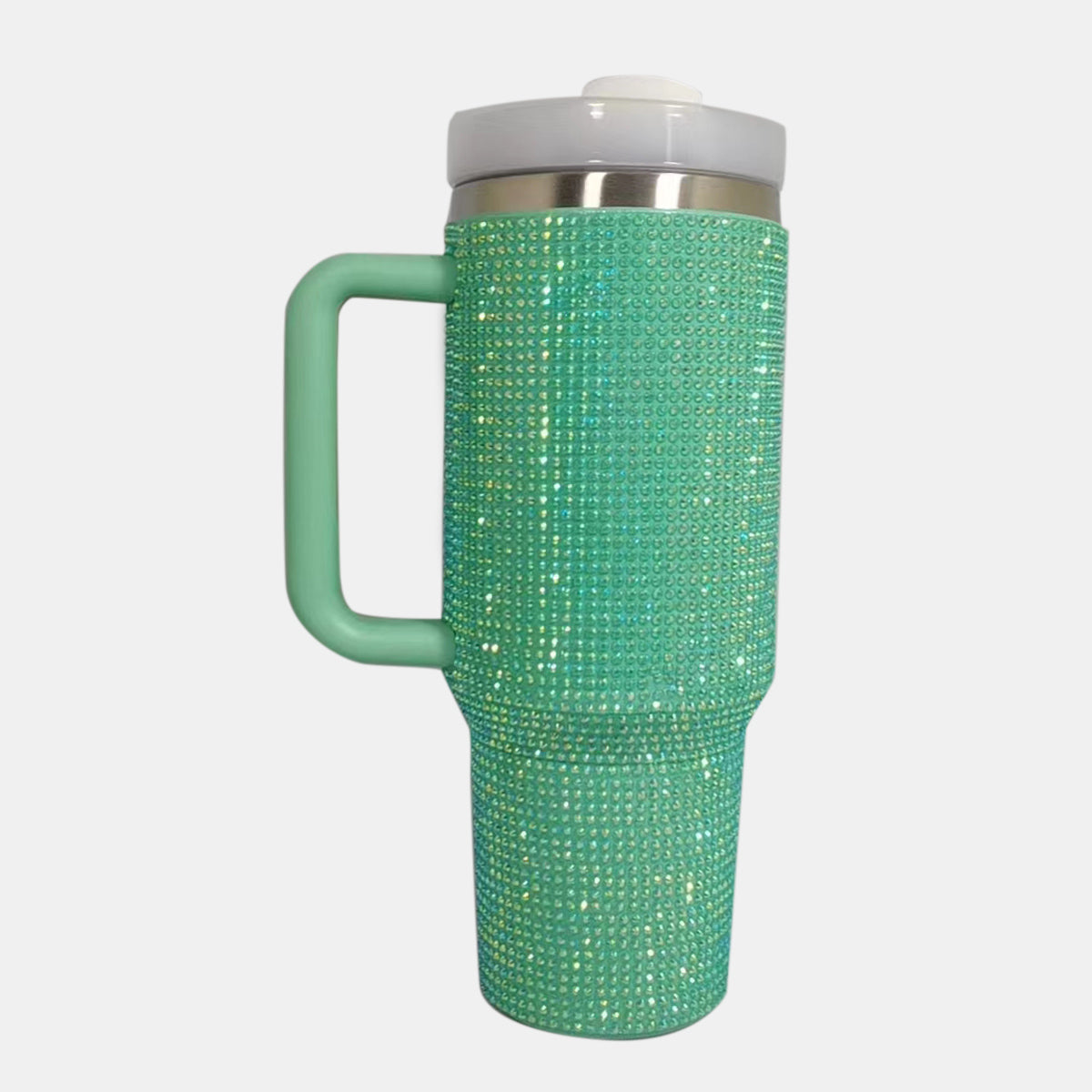 Rhinestone Stainless Steel Tumbler with Straw.