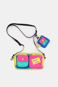 Himawari Removable Strap Nylon Crossbody Bag with EarPods Bag.