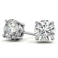 AGI Certified Lab Grown Diamond (G-Vs) Stud Earrings in 14K White or Yellow Gold - Choose 1 CTW or 2 CTW.