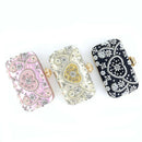 Satin Vintage Women Evening Bags Metal Flower Luxury Diamonds Clutch.