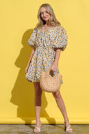 And The Why Full Size Floral Surplice Puff Sleeve Dress.