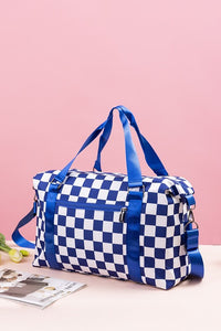 Zenana Checkered Multi-Pocket Travel Bag.