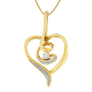 Espira 10K YellowGold .03 Cttw Diamond Swirl Heart 18" Pendant Necklace.