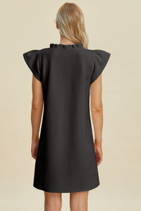 Double Take Full Size Ruffled V-Neck Cap Sleeve Dress.