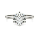 2 CTW Round Lab Grown Diamond Six Prong Solitaire Engagement Ring - G-Vs Clarity, IGI Certified, 14K White Gold.