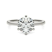 2 CTW Round Lab Grown Diamond Six Prong Solitaire Engagement Ring - G-Vs Clarity, IGI Certified, 14K White Gold.