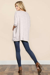 Two Tone Hacci Oversized Dropped Shoulder Pocket Tunic.