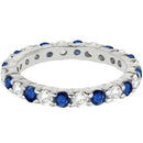 Eternity Diamond and Blue Sapphire Ring Band 14k White Gold (2.35ct).