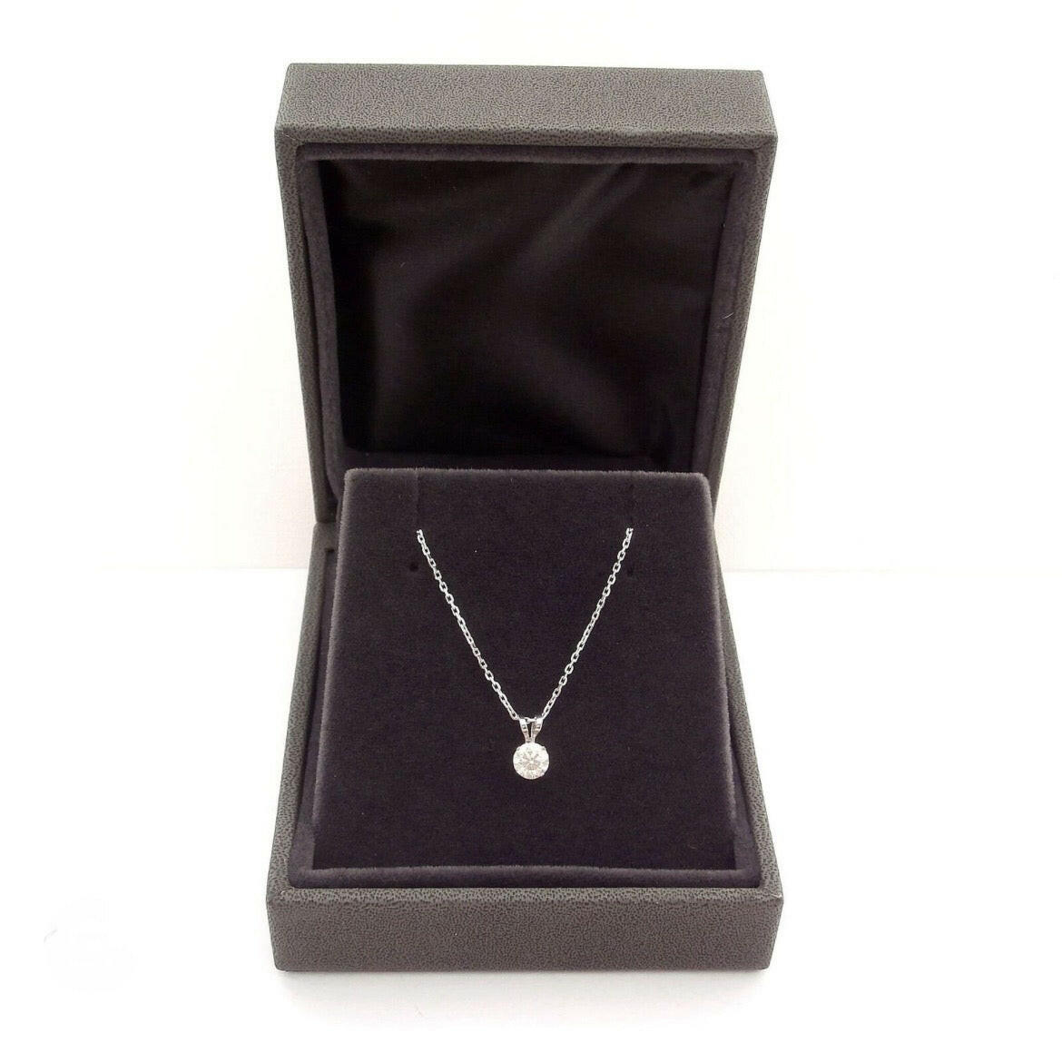 1.00 CTW AGI Certified Lab Grown Diamond Pendant - G/vs Clarity Round Cut in Choice of 14K White or Yellow Gold.