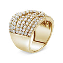 10K Yellow Gold 3.0 Cttw Diamond Eight-Row Bypass Crossover Statement Band Ring (H-I Color, I2-I3 Clarity).