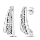 .925 Sterling Silver 0.50 Cttw Round Diamond Graduated Huggie Stud Earrings (I-J Color, I2-I3 Clarity).