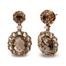 18K Rose Gold Diamond Accent and  Lemon and Oval Smoky Color Quartz Gemstone Dangle Drop Earring (G-H Color, SI1-SI2 Cla.