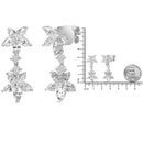 18k White Gold 6.0 Cttw Marquise Diamond Floral Dangle Drop Earrings (E-F Color, VS1-VS2 Clarity).