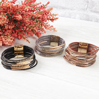 Multiline Leather Magnetic Bracelet