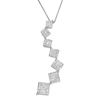 10K White Gold 1 Cttw Diamond Snake Curved Pendant Necklace (H-I, I1-I2).