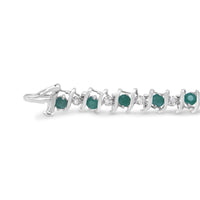 .925 Sterling Silver Lab-Grown Birthstone and 1/6 Cttw Round Diamond Tennis Bracelet (H-I Color, I1-I2 Clarity)