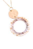 Myn1327 - Glass Beaded Hoop Pendant Necklace.