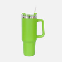 Stainless Steel Tumbler with Handle and Straw.