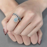 High Polished (No Plating) Stainless Steel Ring With AAA Grade CZ in Sea Blue