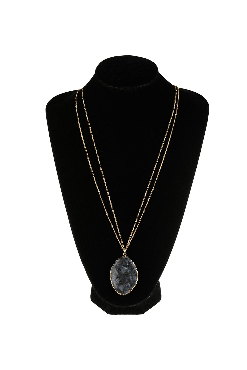 Natural Stone Wrap Oval Pendant Chain Necklace.