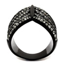 IP Black(Ion Plating) Stainless Steel Ring With Crystal in Black Diamond