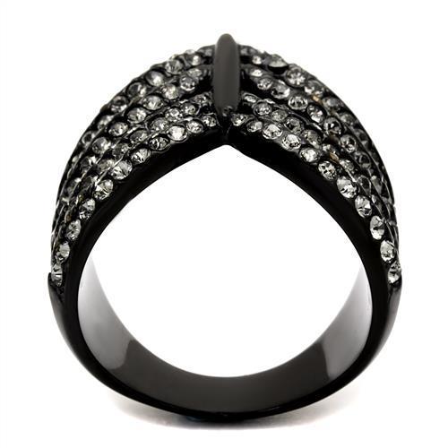 IP Black(Ion Plating) Stainless Steel Ring With Crystal in Black Diamond