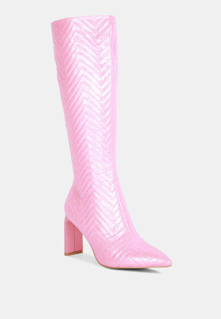 Prinkles Quilted Italian Block Heel Calf Boots.