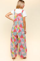 Haptics Full Size Printed Wide Leg Overalls with Side Pockets.