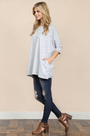 Two Tone Hacci Oversized Dropped Shoulder Pocket Tunic.