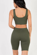 Solid Color Crop Tank Top & Biker Shorts Active Set (CAPELLA)