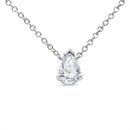 14K White Gold 1/2 Cttw Lab Grown Pear Shape Solitaire Diamond Pendent 18" Necklace (F-G Color, VS2-SI1 Clarity).