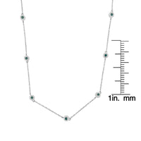 Sterling Silver Treated Diamond by Yard Necklace (3/4 Cttw, Blue Color, I2-I3 Clarity).