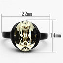 TK1298 IP Black(Ion Plating) Stainless Steel Ring With Top Grade Crystal in Light Smoked.