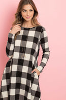 Long Sleeves Plaid Midi.