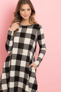 Long Sleeves Plaid Midi.