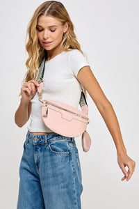 Fame PU Leather Weave Textured Crossbody Bag with Coin Purse.