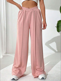 Elastic Waist Wide Leg Pants.