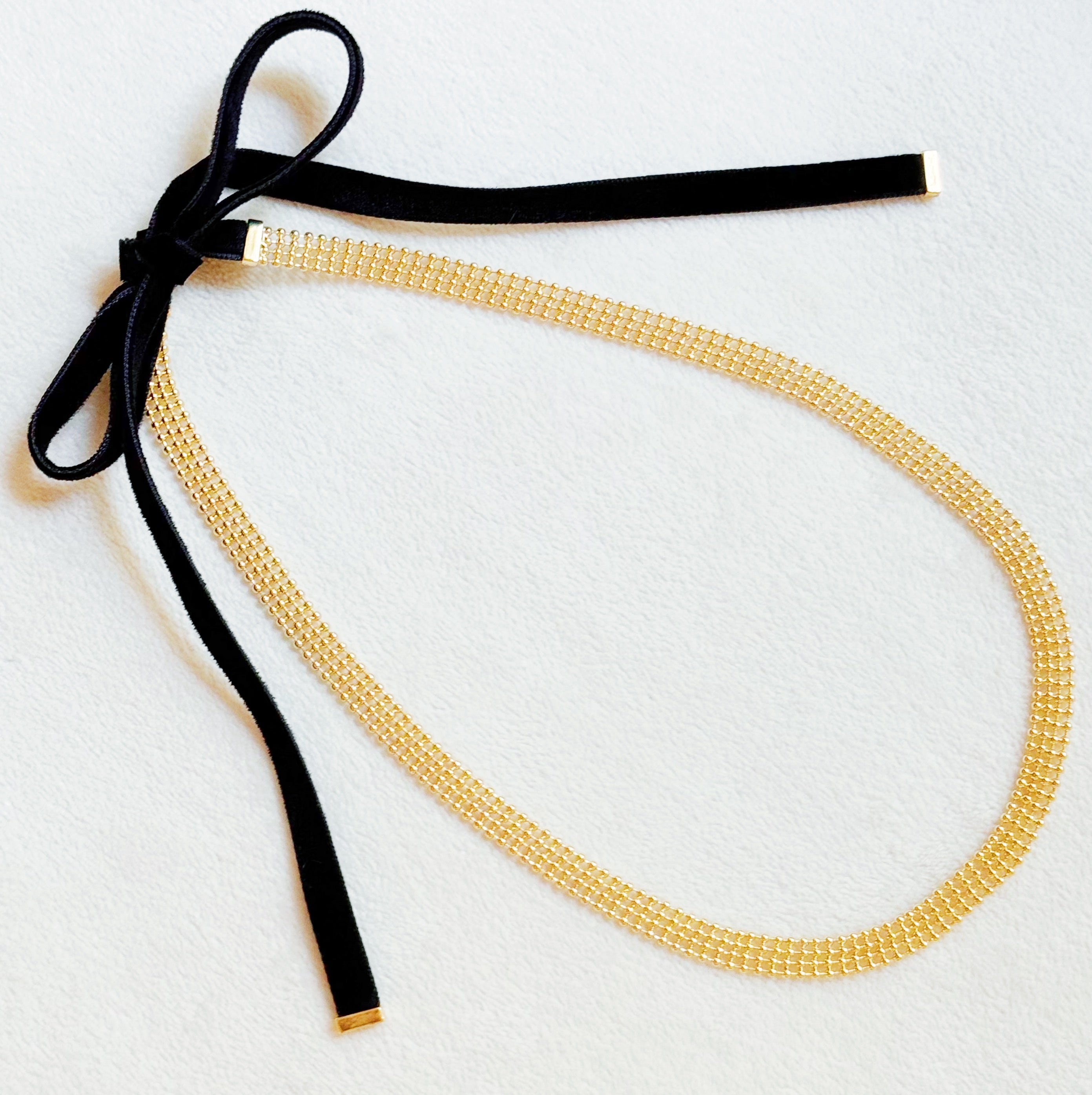 Ties on the Back Golden Choker Necklace.