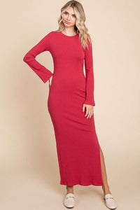 Culture Code Full Size Round Neck Bodycon Bell Maxi Dress.