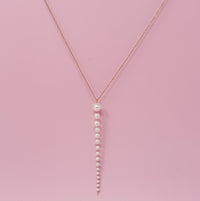 Gradiant Long Pearl Drop Necklace.