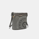 Nicole Lee USA Metallic Stitching Embroidery Inlaid Rhinestone Crossbody Bag.