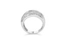 .925 Sterling Silver 1.0 Cttw Baguette-Cut Diamond 6-Row Channel Set Domed Tapered Cocktail Fashion Ring (H-I Color, I2-.