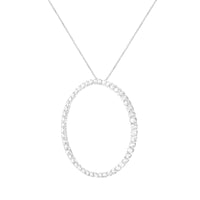 .925 Sterling Silver 4 Cttw Prong Set, Round-Cut Diamond Open Circle Hoop 18" Pendant Necklace (J-K Color, I1-I2 Clarity.