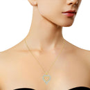 14K Yellow Gold .925 Sterling Silver 4 Cttw Round-Cut Diamond Cluster Heart Pendant Necklace (K-L Color, I1-I2 Clarity).