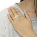 14K Yellow Gold 2-1/3 Cttw Diamond Cluster Channel Set Chevron Shaped Band Engagement Ring & Wedding Band Set (H-I Color.