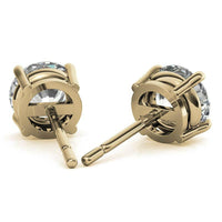 AGI Certified Lab Grown Diamond (G-Vs) Stud Earrings in 14K White or Yellow Gold - Choose 1 CTW or 2 CTW.